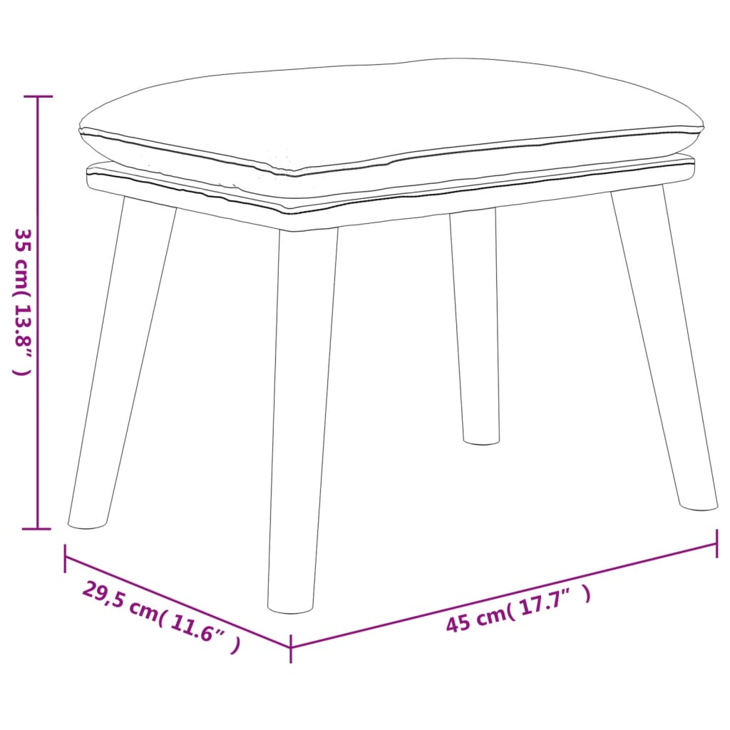 Taburet, crem alb, 45x29,5x35 cm, catifea