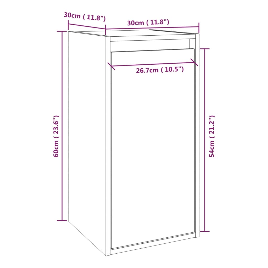 Dulap de perete, gri, 30x30x60 cm, lemn masiv de pin