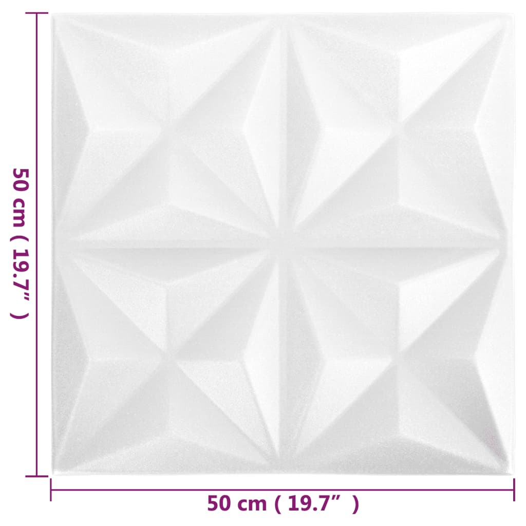 Panouri de perete 3D 12 buc. alb 50x50 cm model origami 3 m²