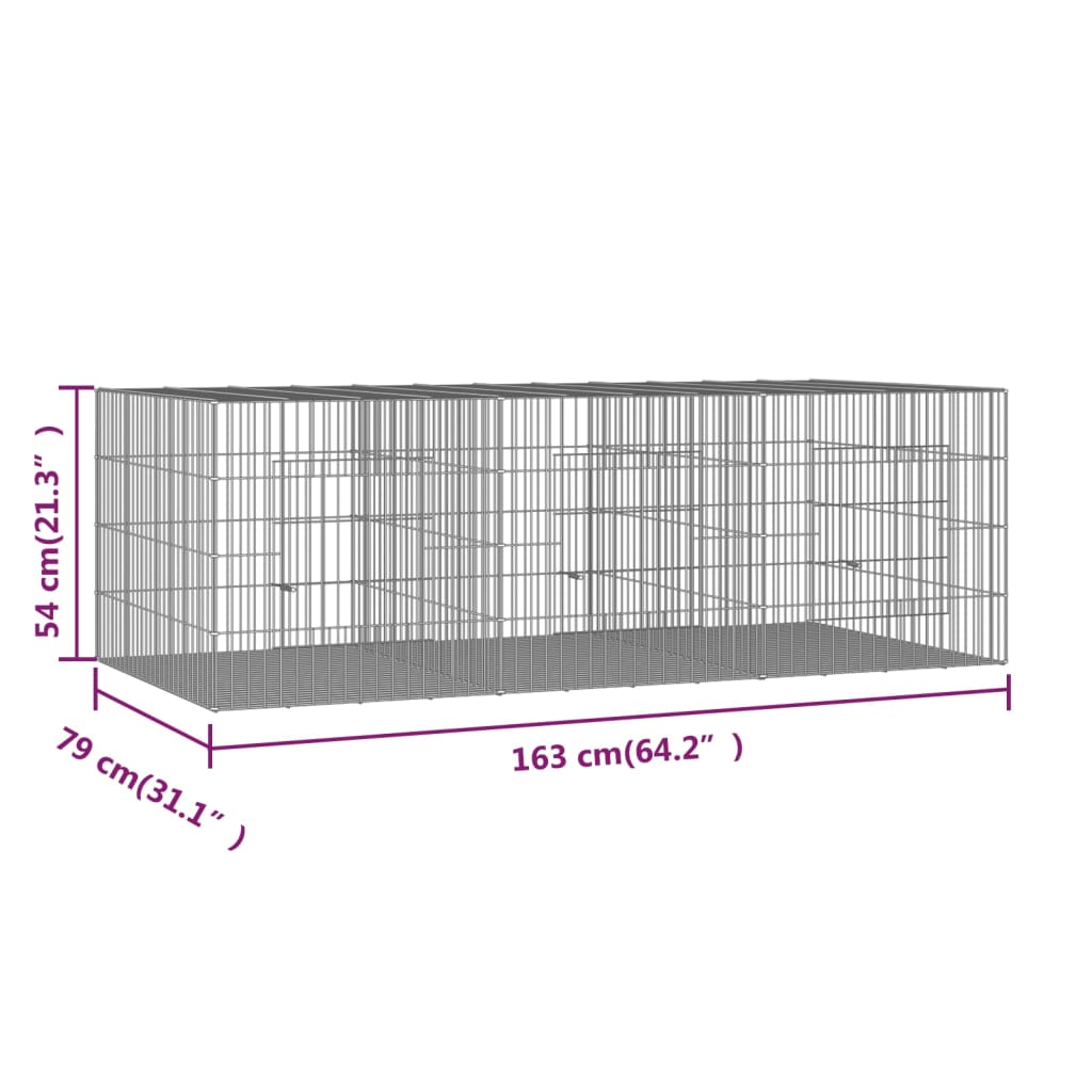 Cușcă pentru iepuri, 3 panouri, 163x79x54 cm, fier galvanizat