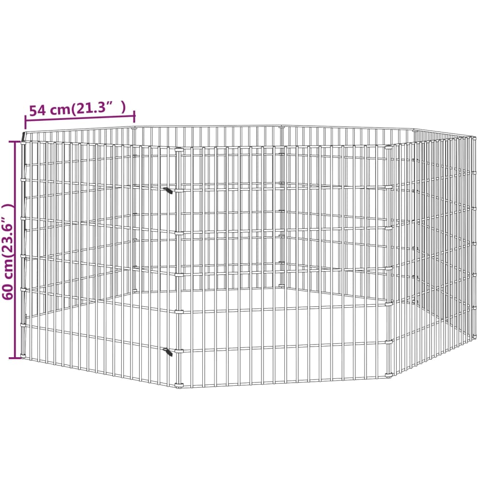 Adăpost pentru animale cu 8 panouri, 54x60 cm, fier galvanizat