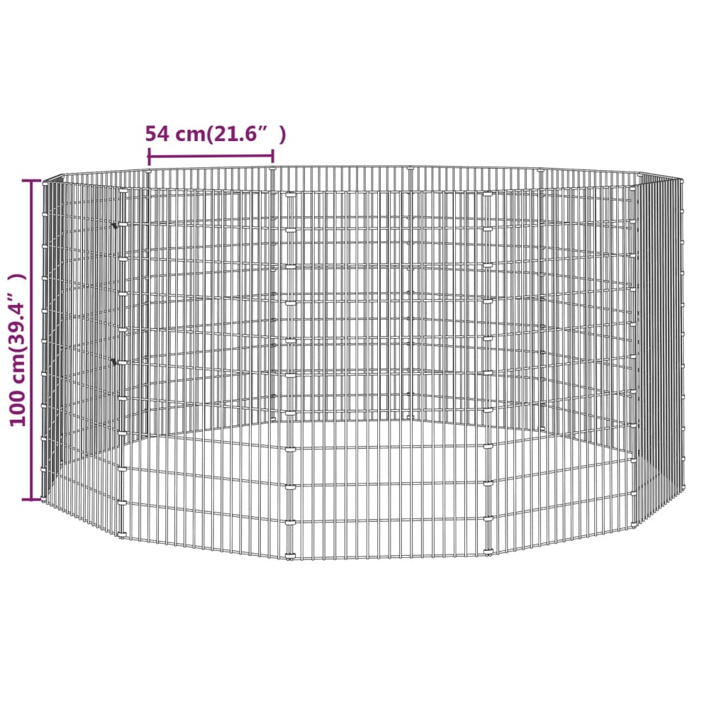 Adăpost pentru animale cu 12 panouri, 54x100 cm fier galvanizat