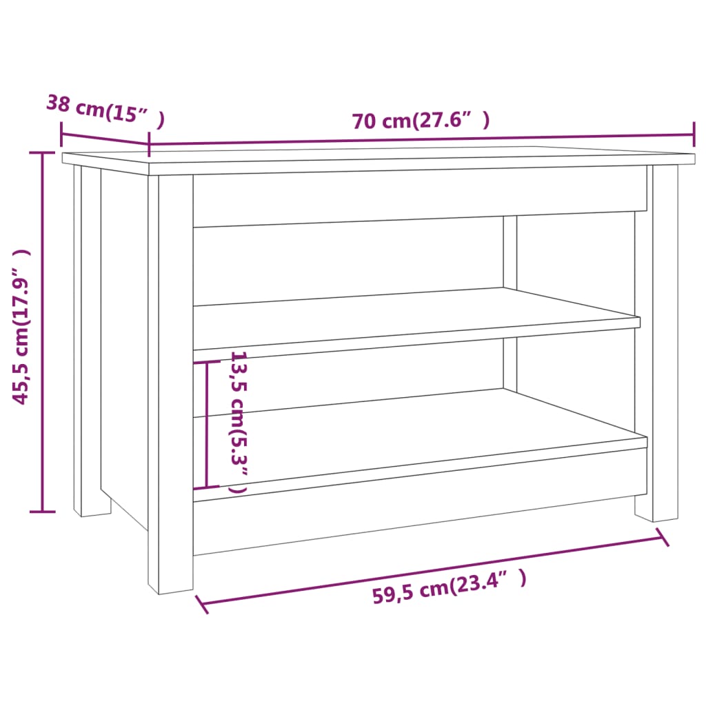 Bancă pentru pantofi, 70x38x45,5 cm, lemn masiv de pin