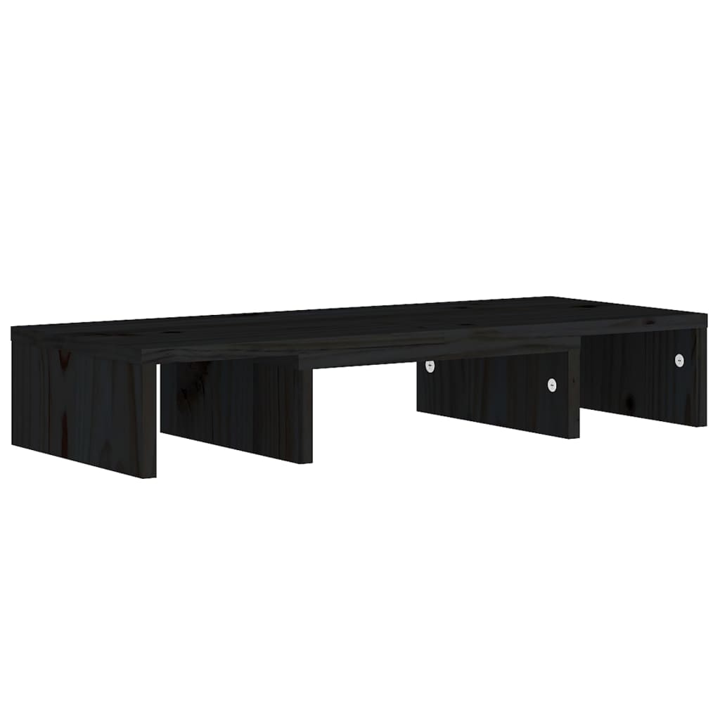 Stand pentru monitor, negru, 60x24x10,5 cm, lemn masiv de pin