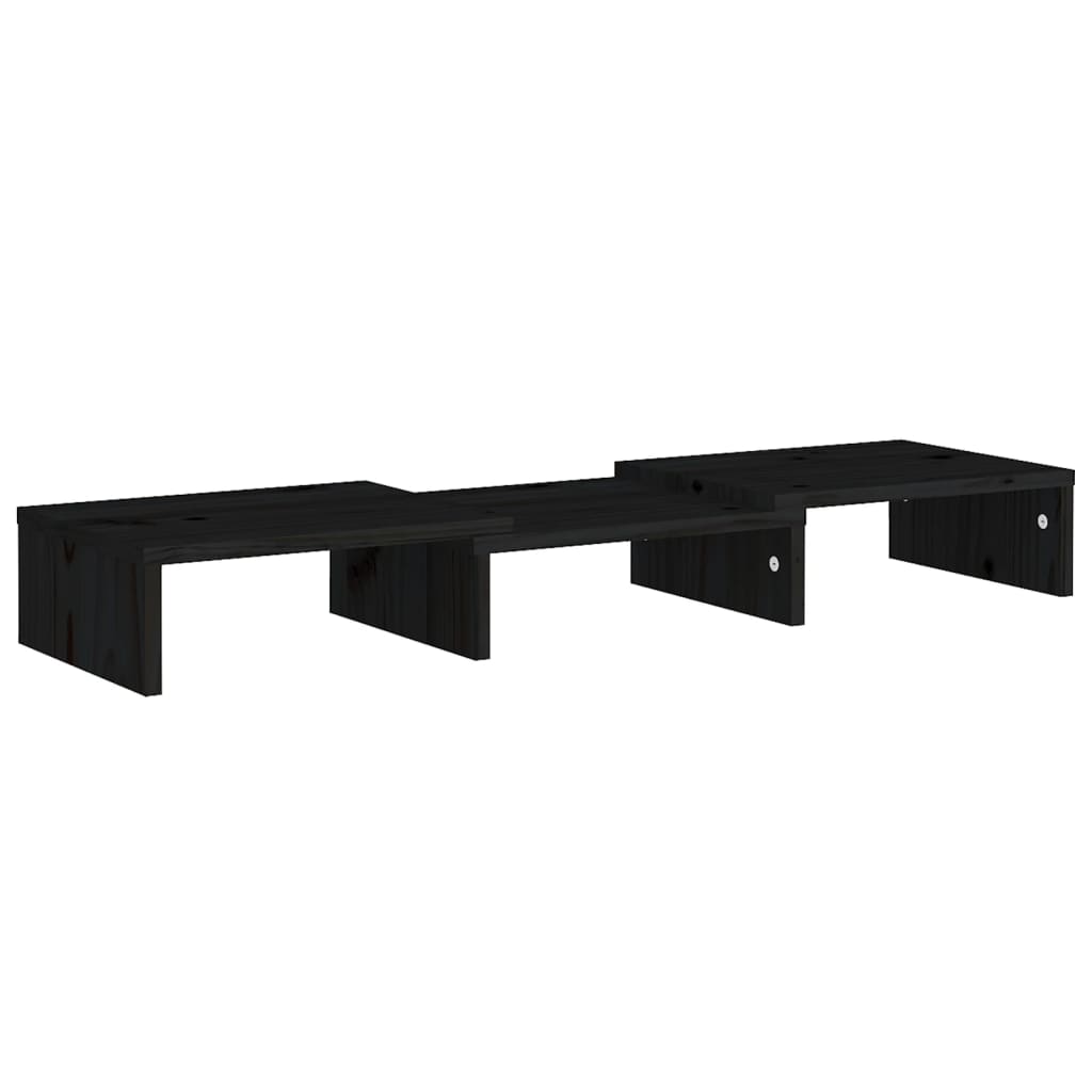 Stand pentru monitor, negru, 60x24x10,5 cm, lemn masiv de pin