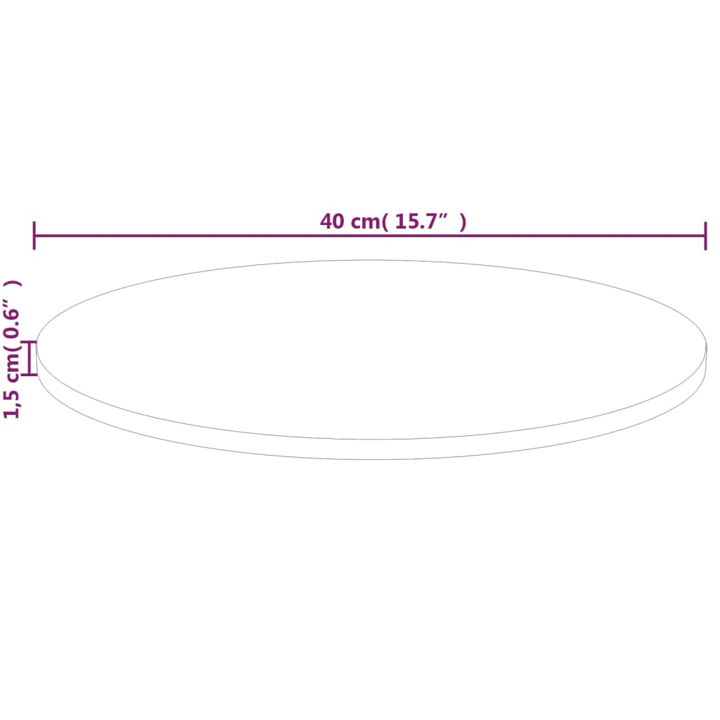 Blat de masă rotund, Ø40x1,5 cm, lemn masiv stejar netratat