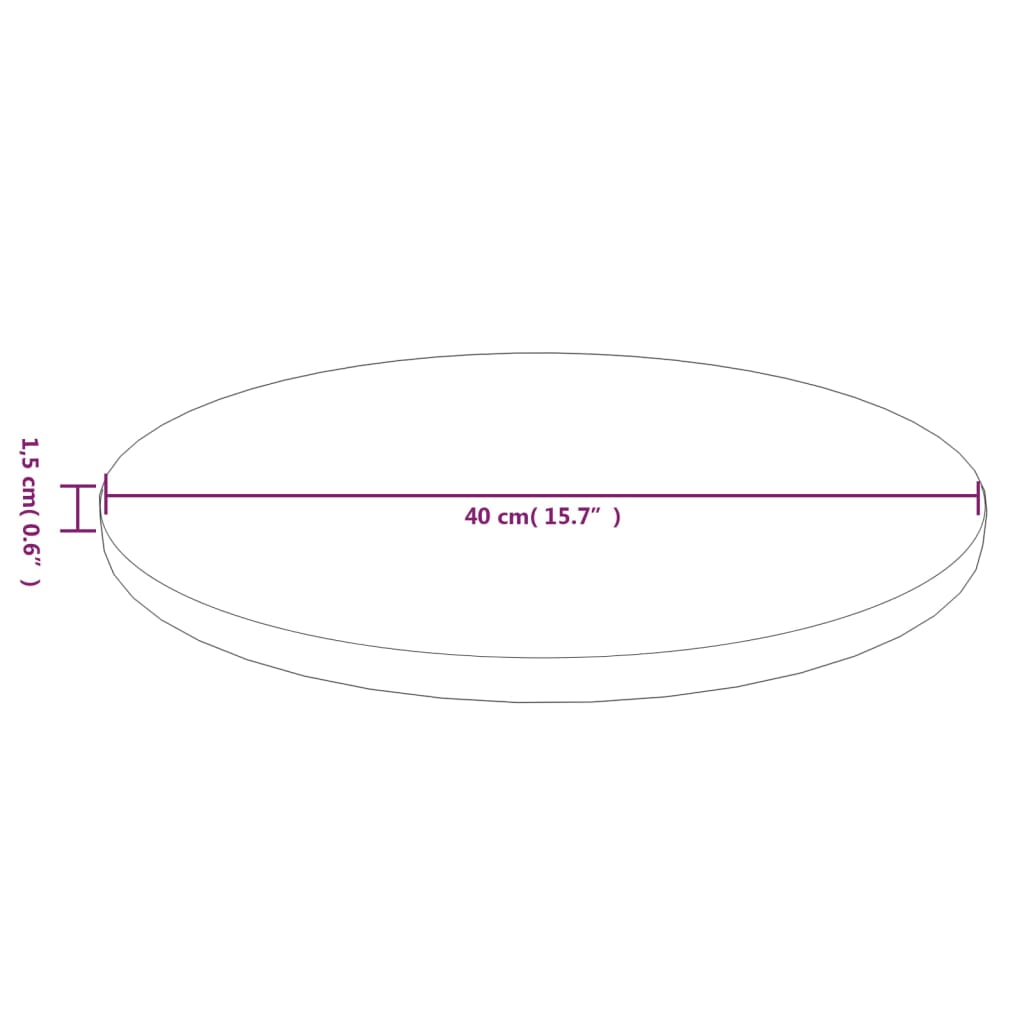 Blat de masă rotund maro deschis Ø40x1,5 cm lemn stejar tratat