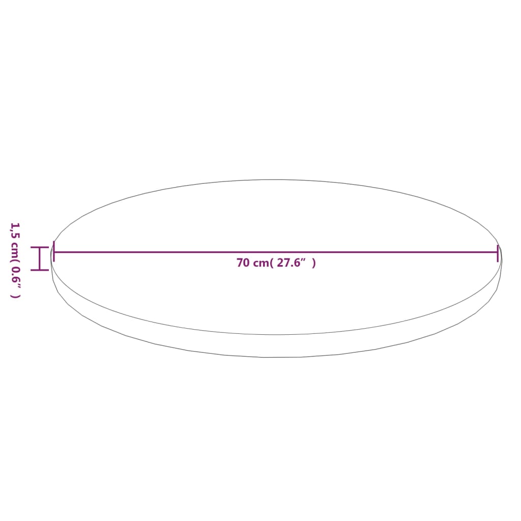 Blat de masă rotund maro deschis Ø70x1,5 cm lemn stejar tratat