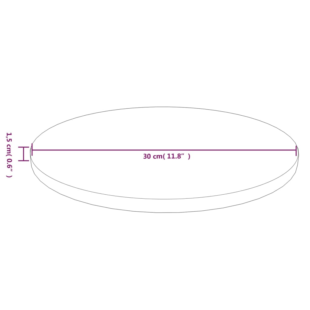 Blat de masă rotund maro închis Ø30x1,5cm lemn stejar tratat