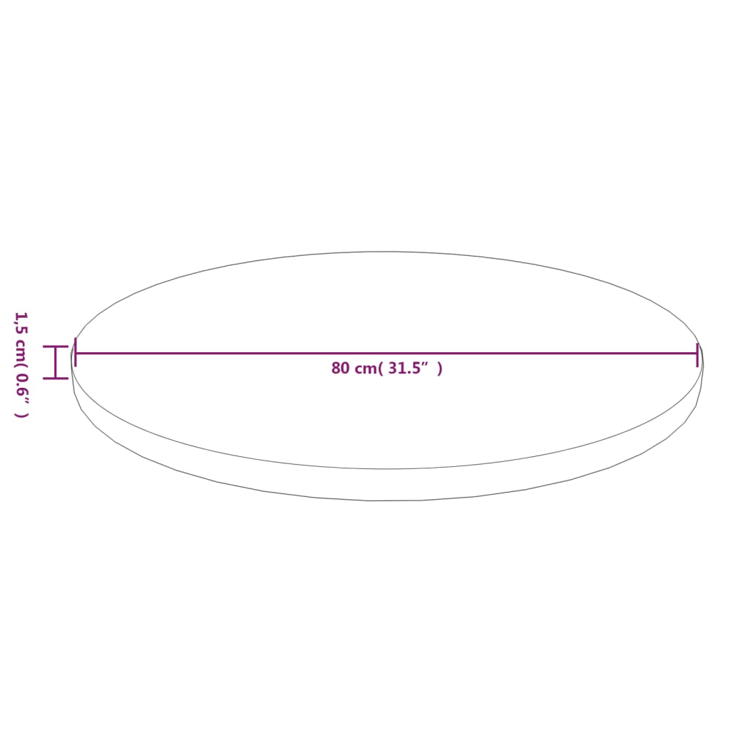 Blat de masă rotund maro închis Ø80x1,5 cm lemn stejar tratat