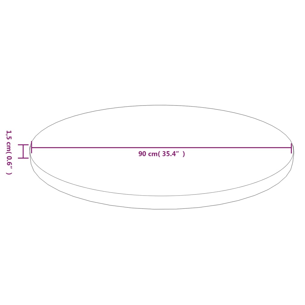 Blat de masă rotund maro închis Ø90x1,5 cm lemn stejar tratat