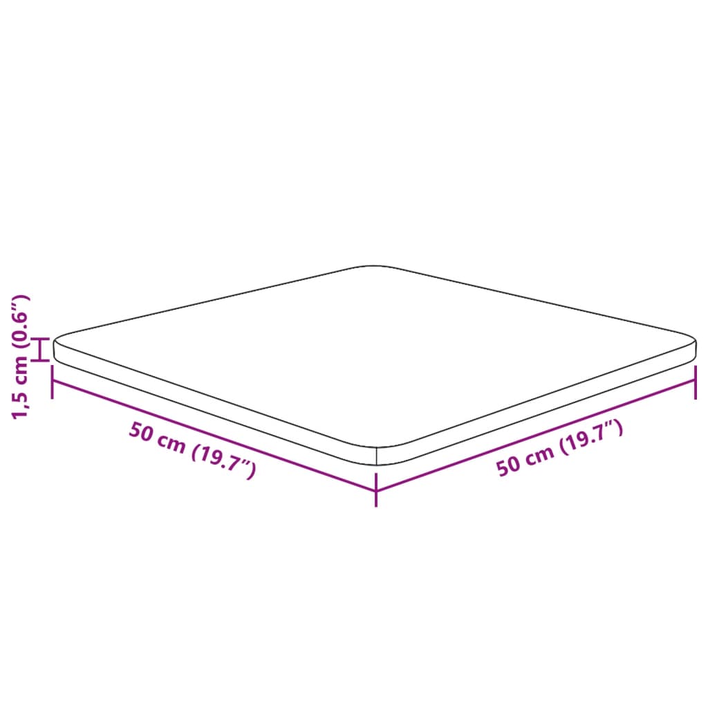 Blat de masă pătrat maro închis 50x50x1,5 cm lemn stejar tratat