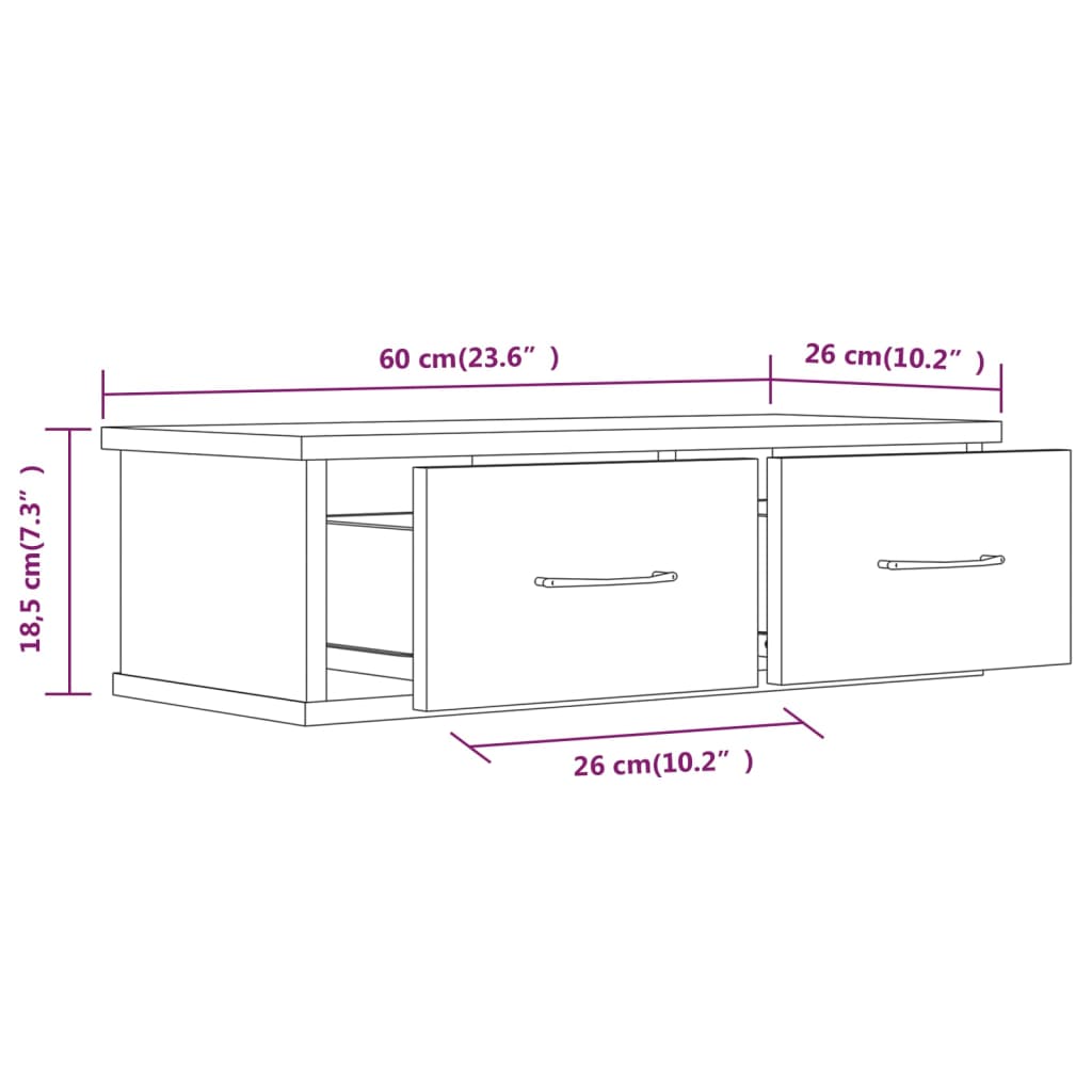 Dulap de perete, sonoma gri, 60x26x18,5 cm, lemn prelucrat