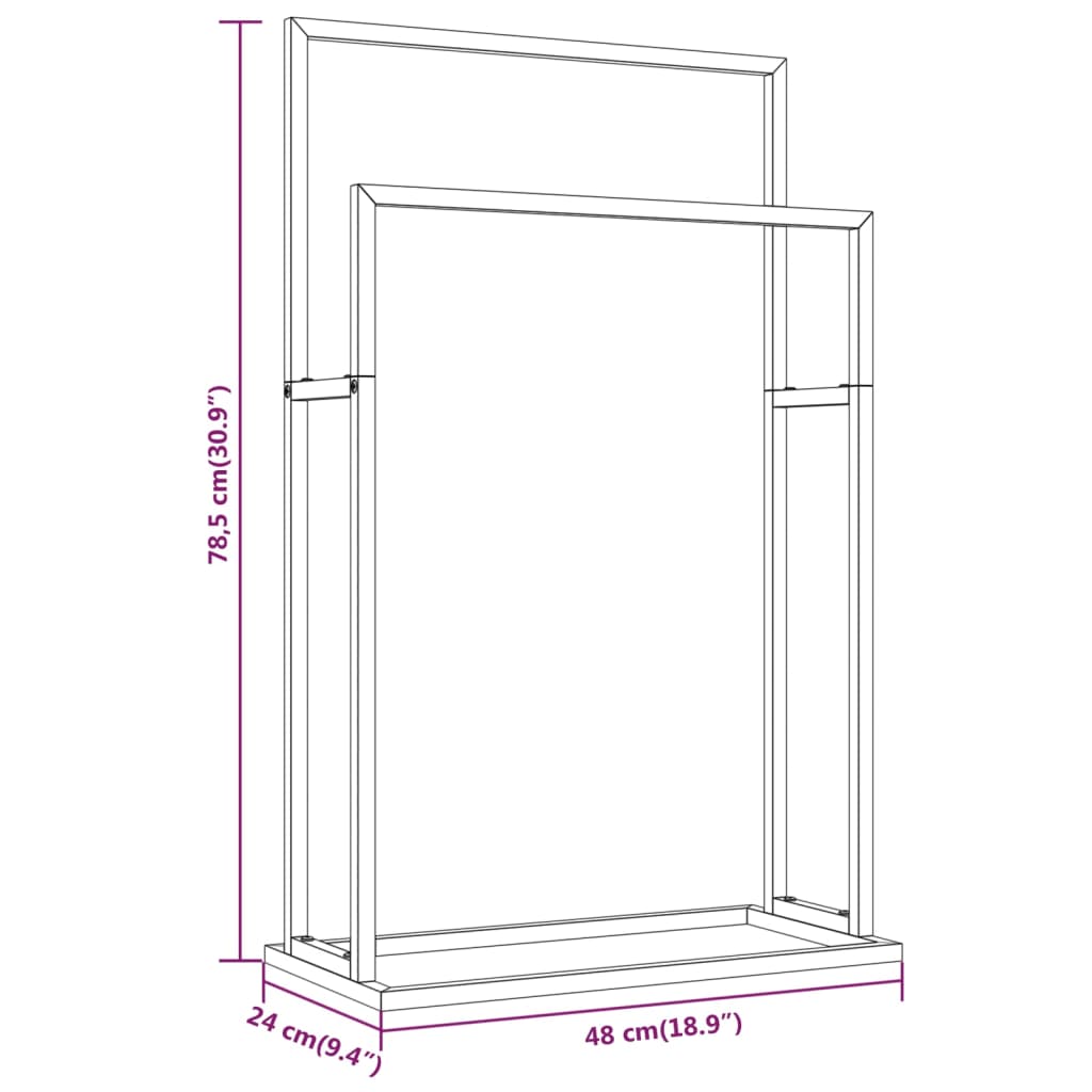 Suport de prosoape autonom, auriu, 48x24x78,5 cm, fier