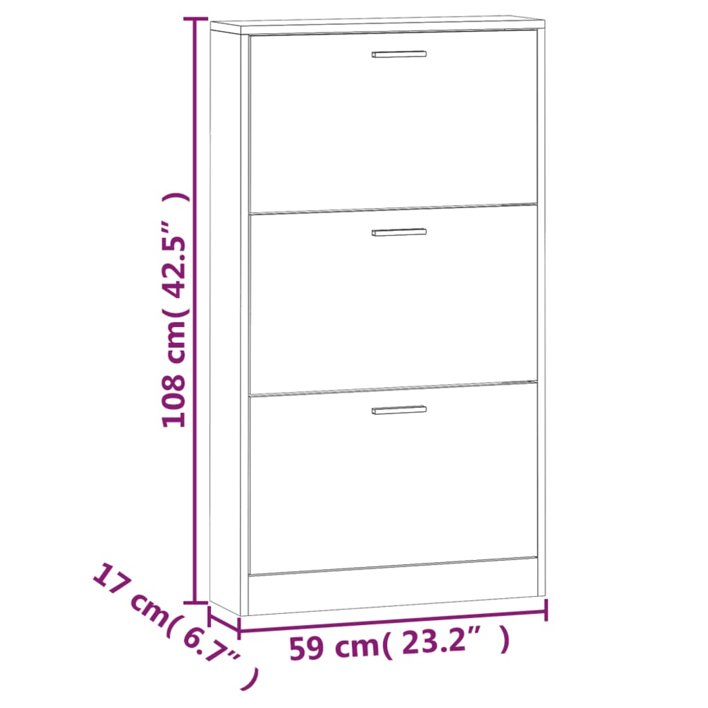 Pantofar, gri beton, 59x17x108 cm, lemn compozit