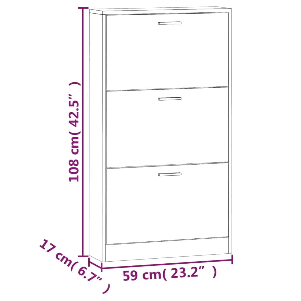 Pantofar, stejar maro, 59x17x108 cm, lemn compozit