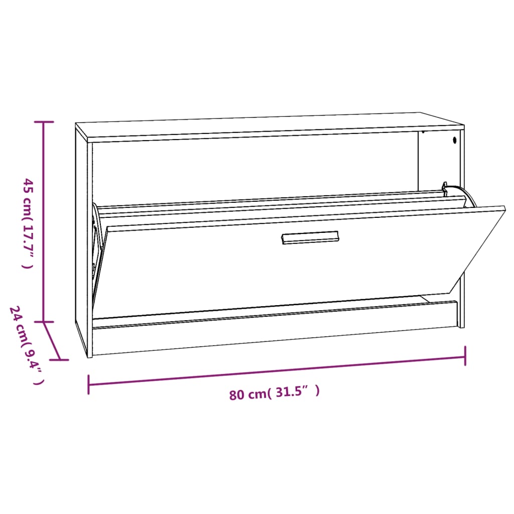 Bancheta pantofar, alb extralucios, 80x24x45 cm, lemn compozit