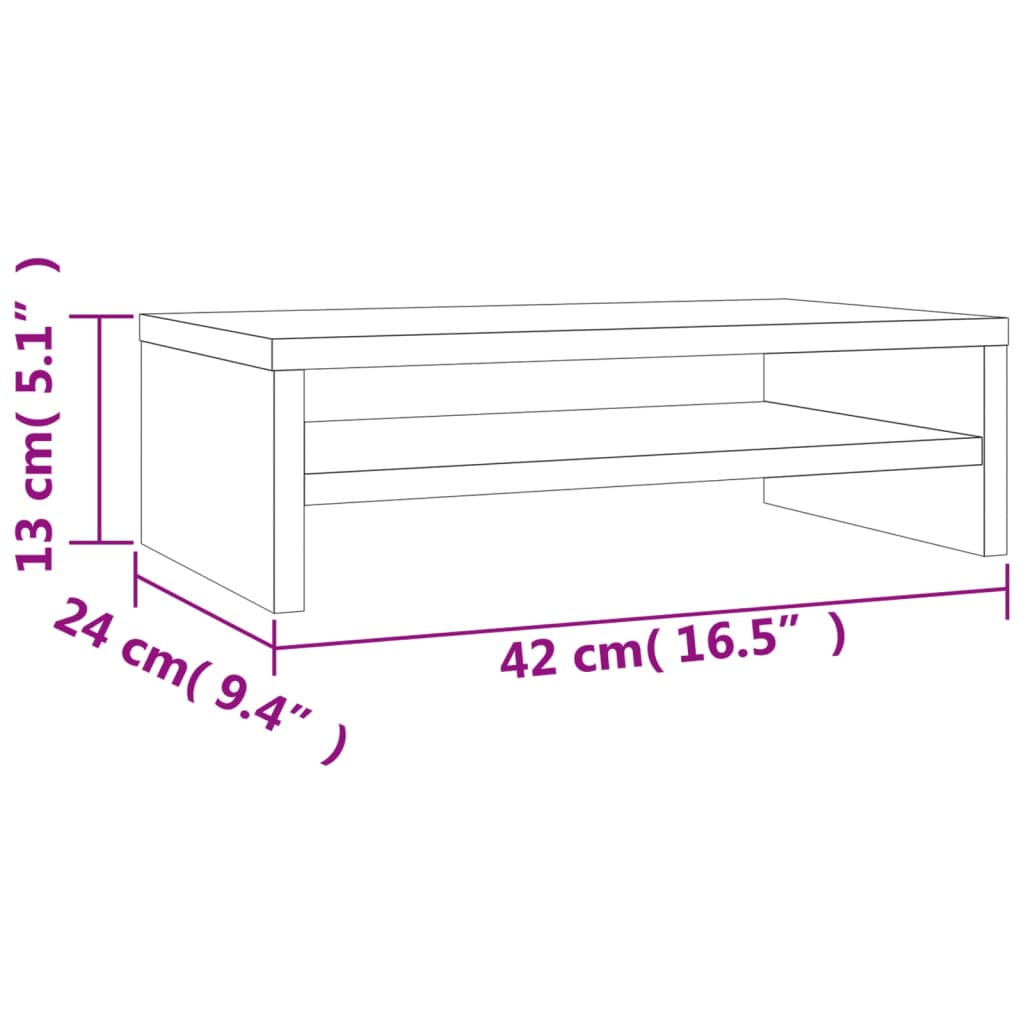 Suport pentru monitor stejar fumuriu 42x24x13 cm lemn prelucrat