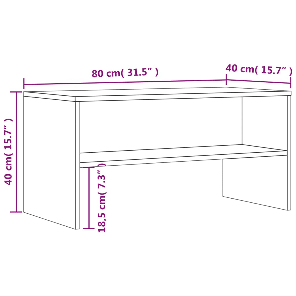 Comodă TV, gri sonoma, 80x40x40 cm, lemn prelucrat