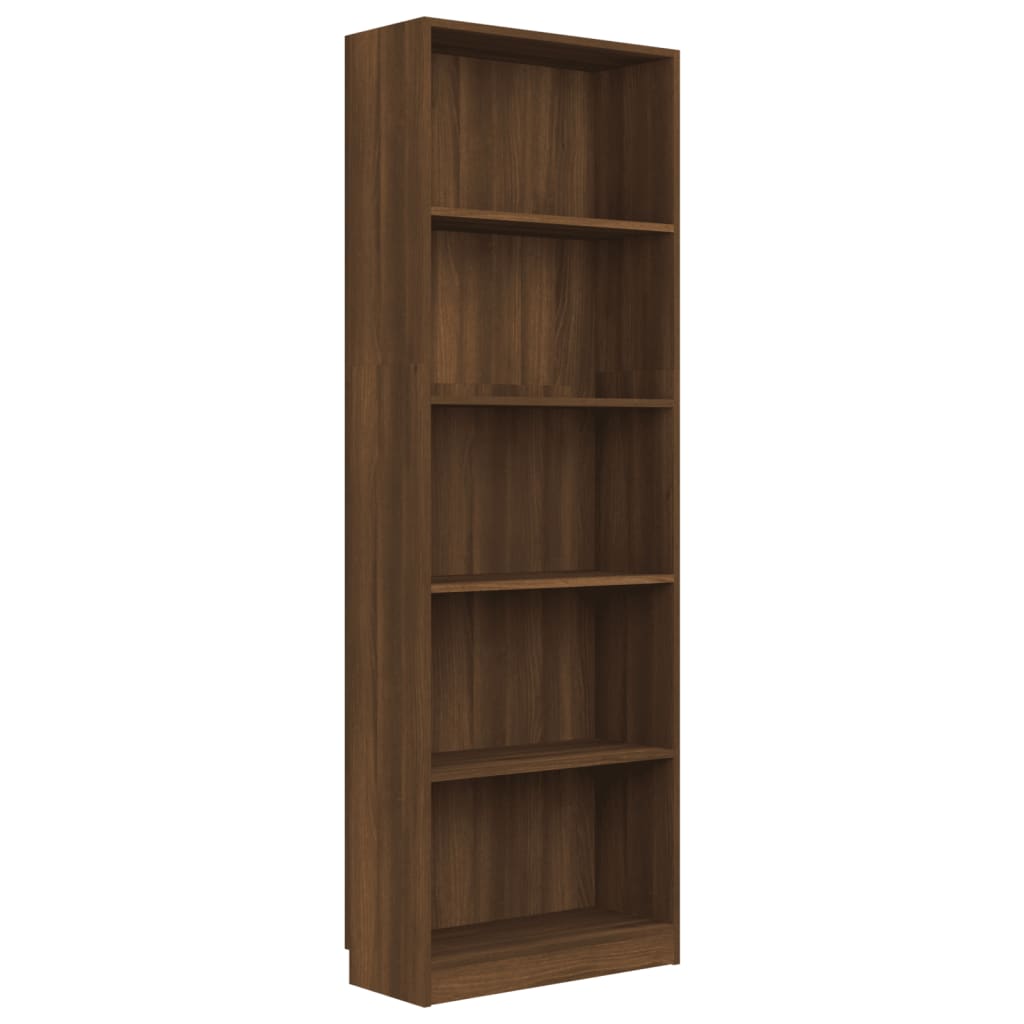 Bibliotecă 5 niveluri stejar maro 60x24x175 cm lemn compozit