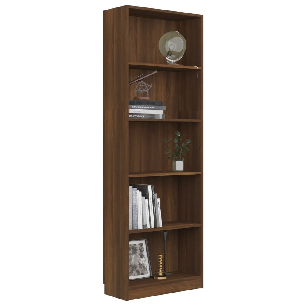 Bibliotecă 5 niveluri stejar maro 60x24x175 cm lemn compozit