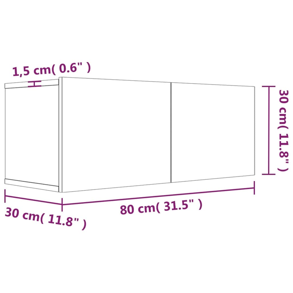 Comodă TV, stejar maro, 80x30x30 cm, lemn prelucrat