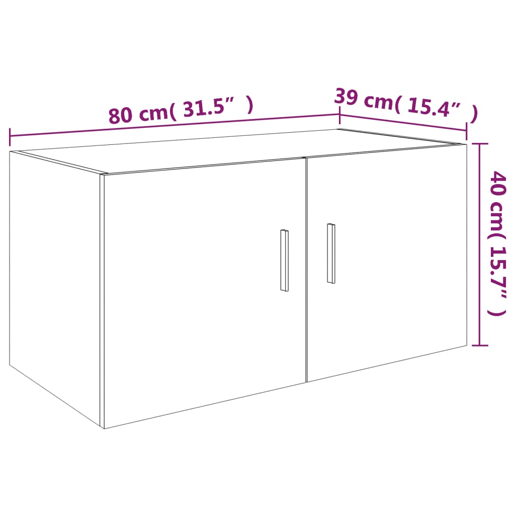 Dulap de perete, gri sonoma, 80x39x40 cm, lemn prelucrat