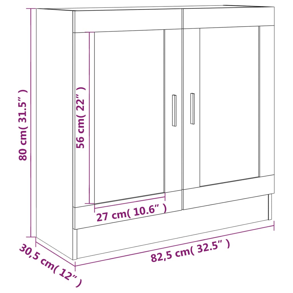 Dulap cu vitrină, stejar maro, 82,5x30,5x80 cm, lemn prelucrat