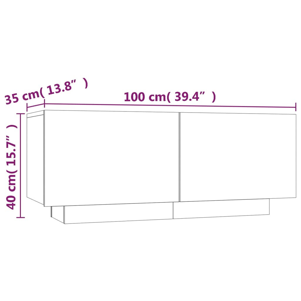 Comodă TV, gri sonoma, 100x35x40 cm, lemn prelucrat