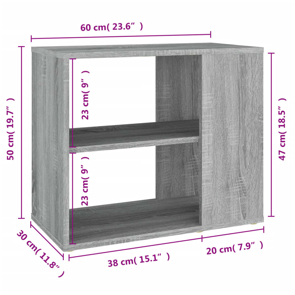 Dulap lateral, gri sonoma, 60x30x50 cm, lemn prelucrat