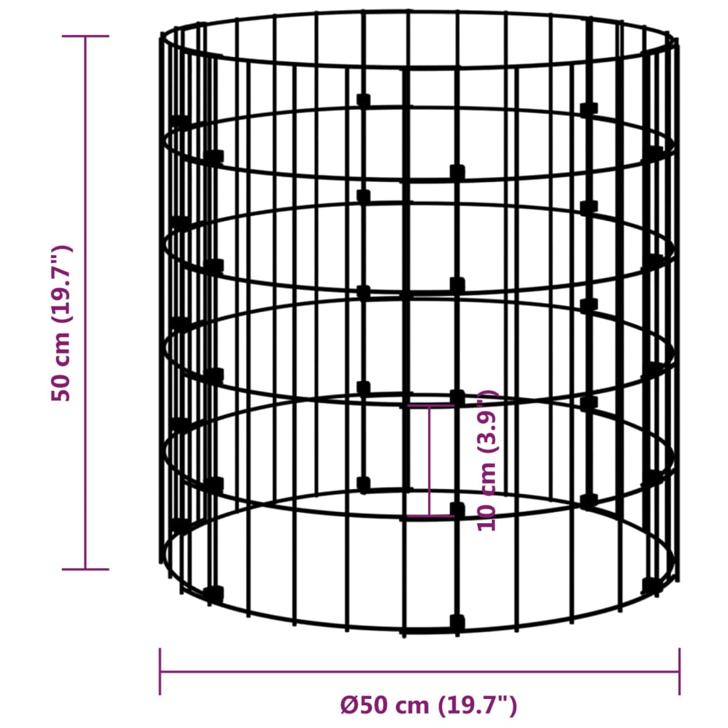 Stâlp de gabion, Ø50x50 cm, oțel galvanizat, circular