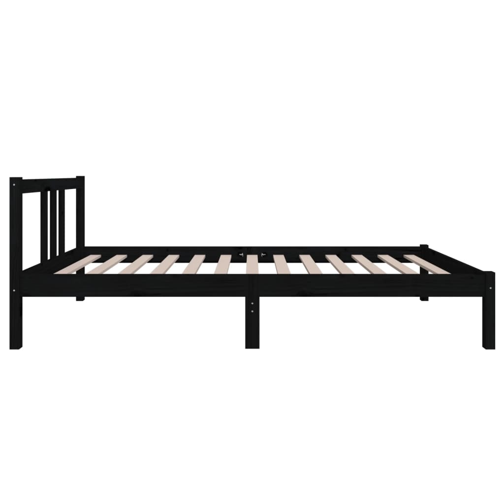 Cadru de pat single, negru, 90x190 cm, lemn masiv