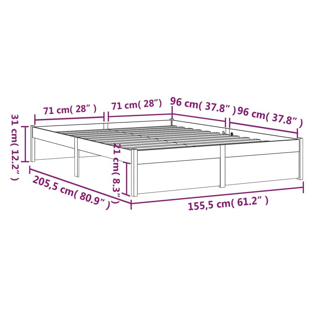 Cadru de pat King Size, maro miere, 150x200 cm, lemn masiv