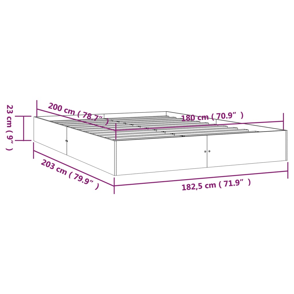 Cadru de pat Super King, 180x200 cm, lemn masiv