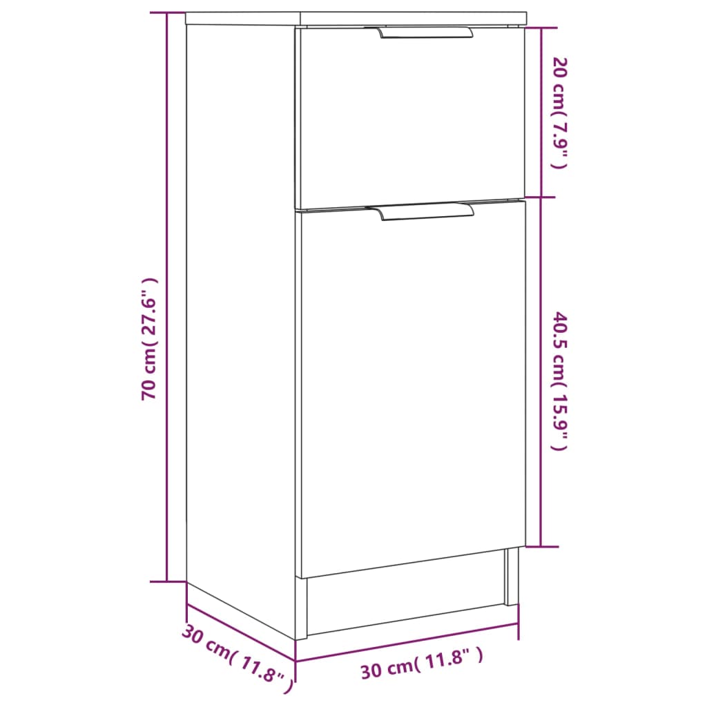 Dulap, 2 buc., alb, 30x30x70 cm, lemn prelucrat