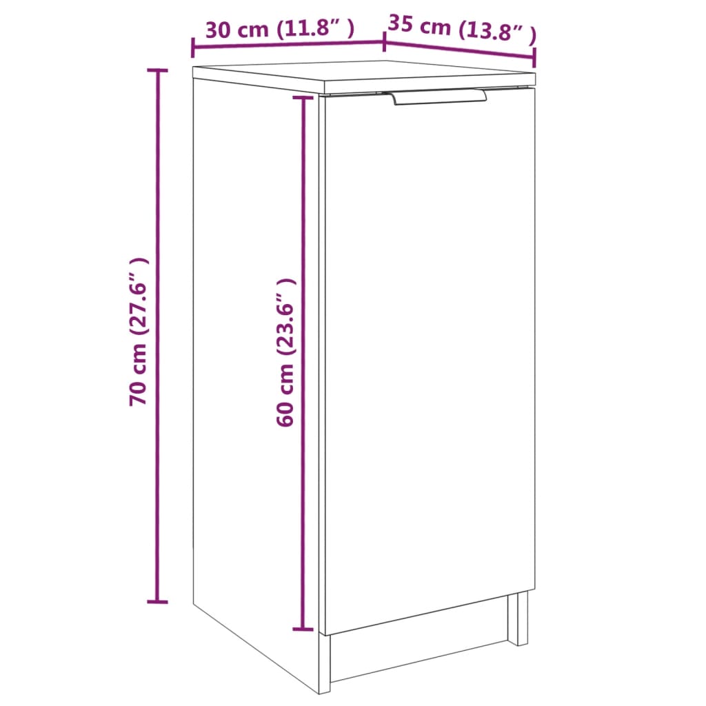 Pantofar, alb extralucios, 30x35x70 cm, lemn compozit