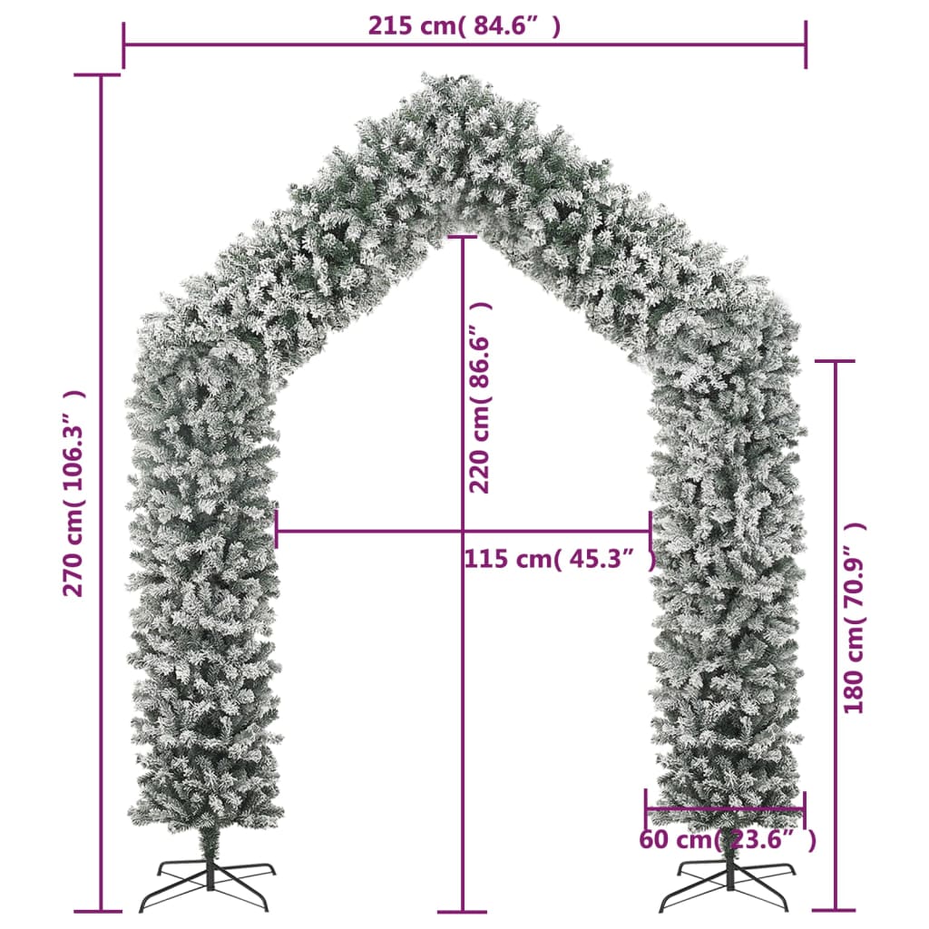 Arcadă pom de Crăciun cu zăpadă pufoasă, 270 cm