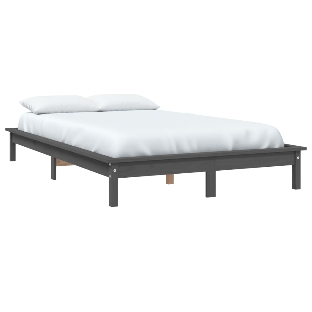 Cadru de pat Small Double 4FT, gri, 120x190 cm, lemn masiv pin