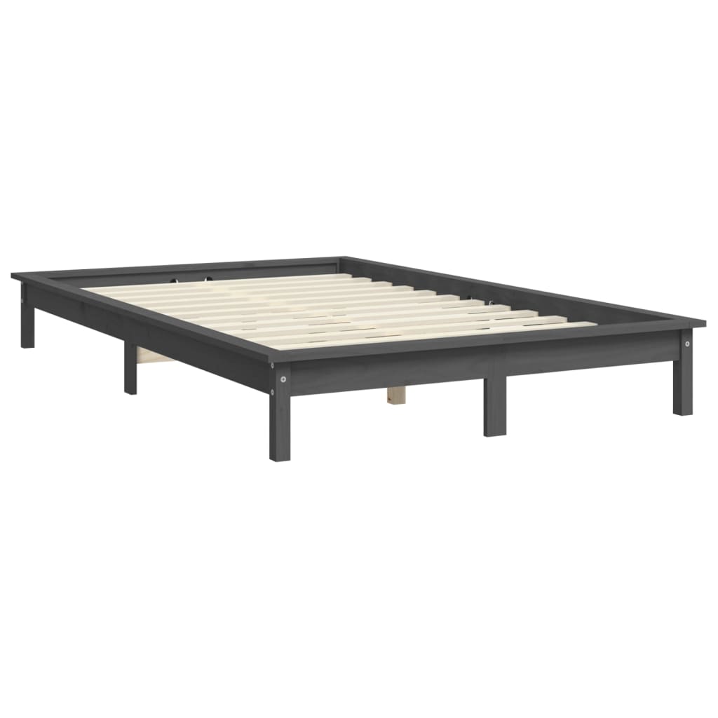 Cadru de pat Small Double 4FT, gri, 120x190 cm, lemn masiv pin