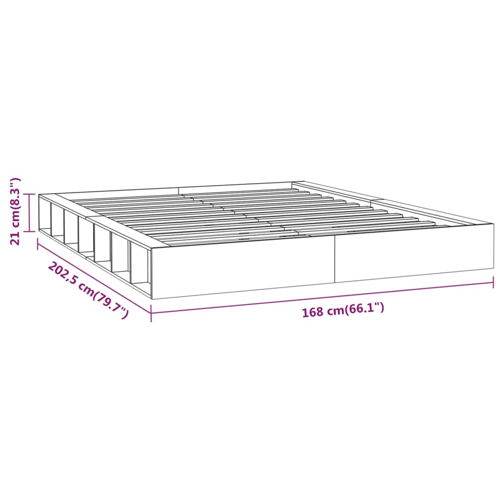 Cadru de pat King Size 5FT, alb, 150x200 cm, lemn masiv