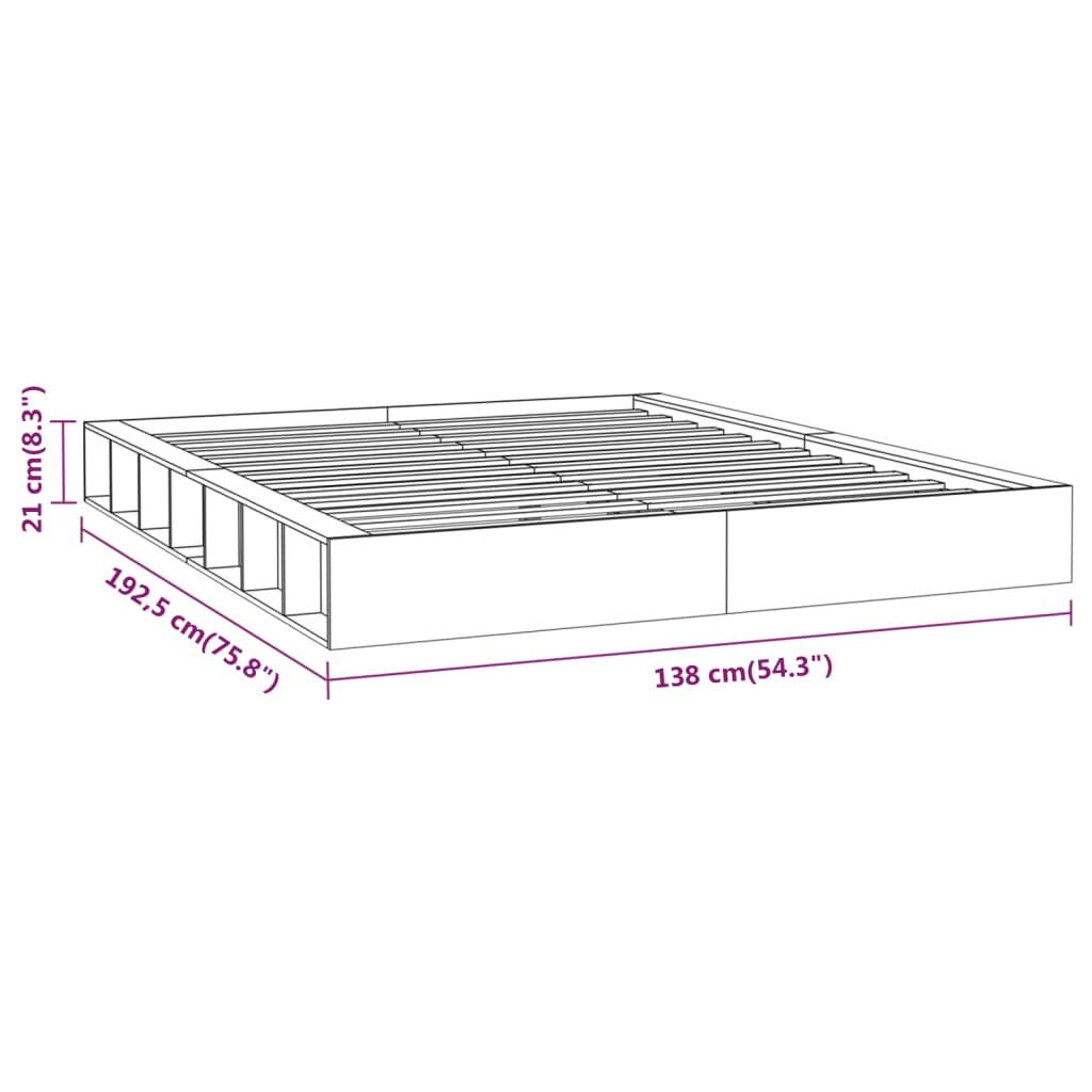 Cadru de pat mic dublu 4FT, 120x190 cm, lemn masiv