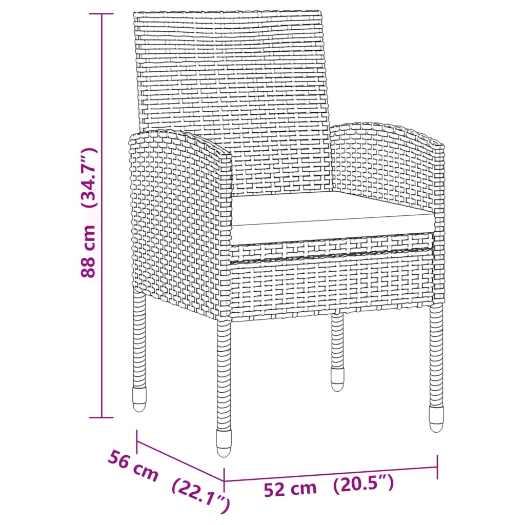 Set mobilier de exterior, 7 piese, negru, poliratan