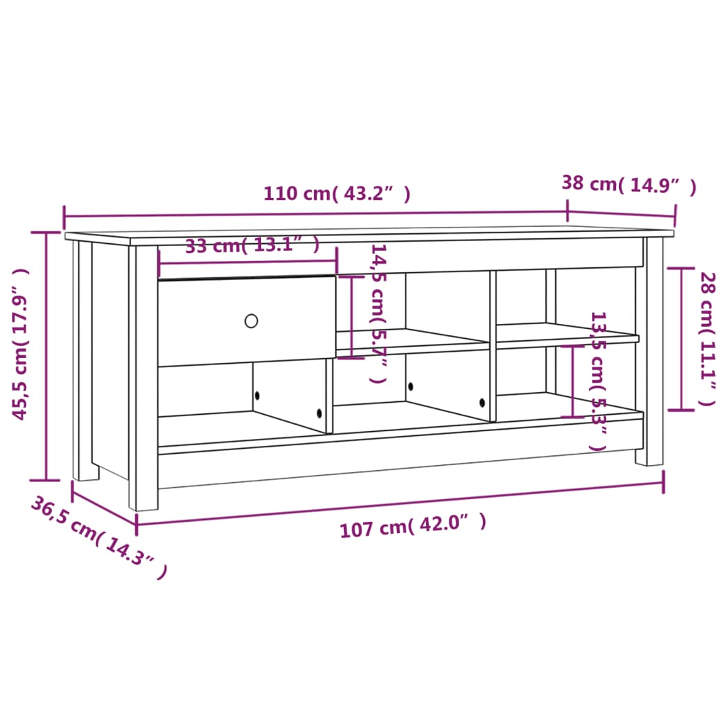 Dulap pentru pantofi, alb, 110x38x45,5 cm, lemn masiv pin