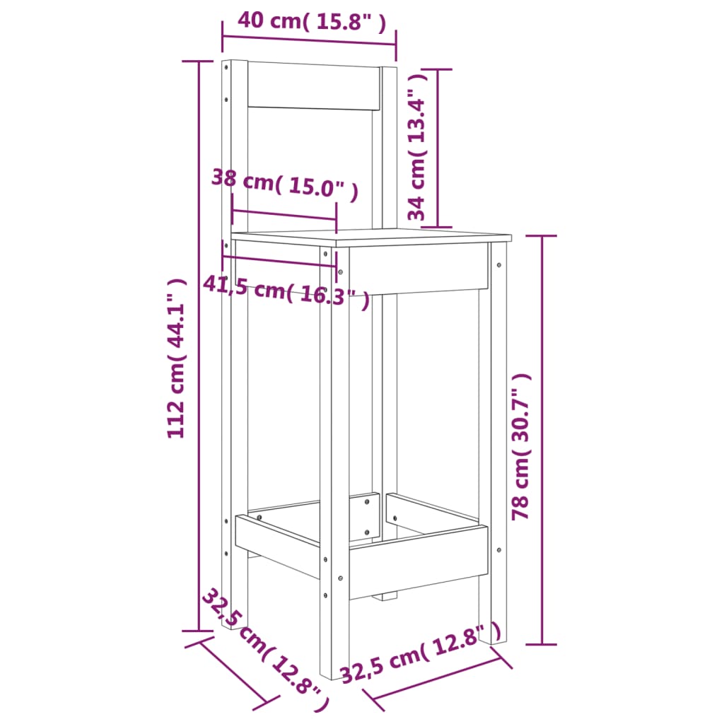 Scaune de bar 2 buc. maro miere 40x41,5x112 cm lemn masiv pin