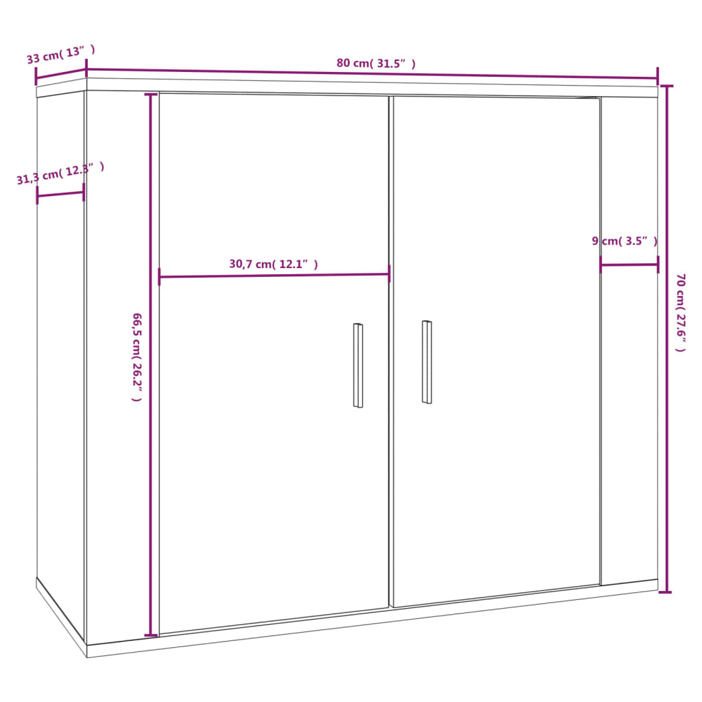 Dulap, alb, 80x33x70 cm, lemn prelucrat