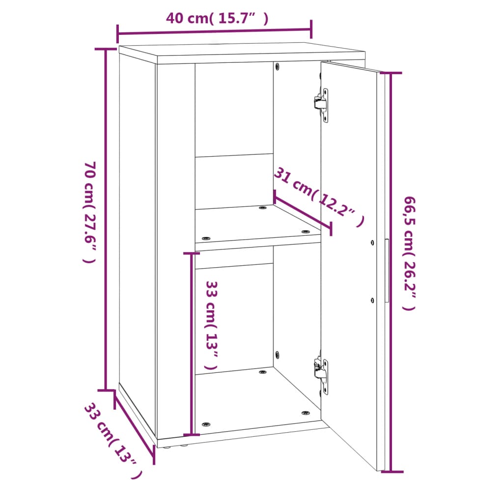 Dulap, alb, 40x33x70 cm, lemn prelucrat