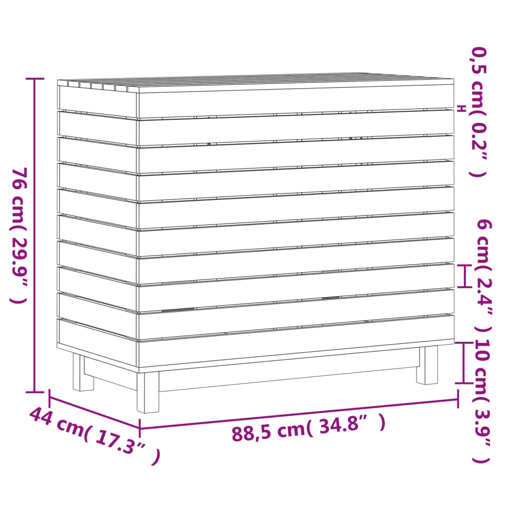 Coș de rufe, 88,5x44x76 cm, lemn masiv de pin