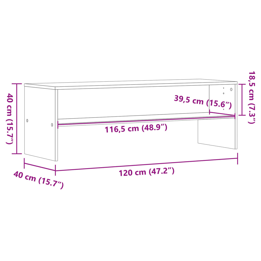 Dulap TV, stejar fumuriu, 120x40x40 cm, lemn prelucrat