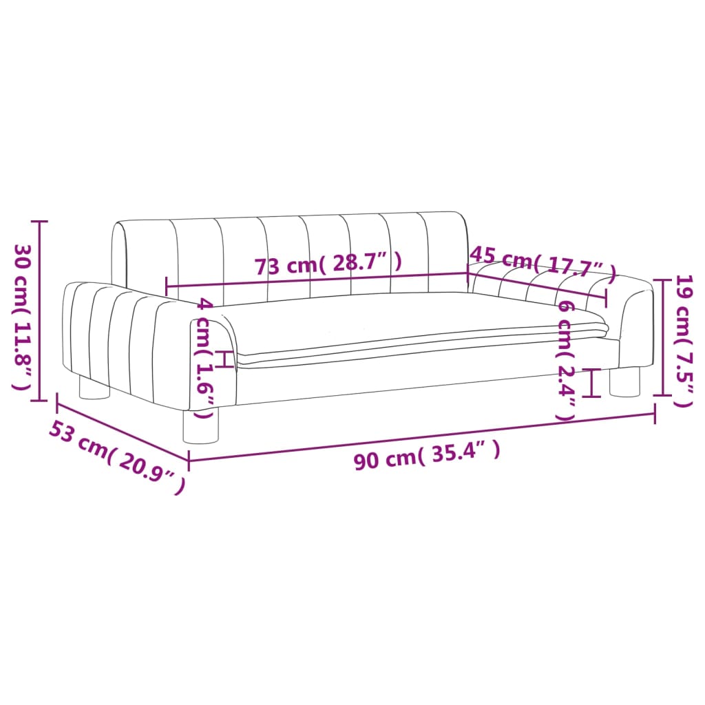 Canapea pentru copii, crem, 90x53x30 cm, piele ecologică