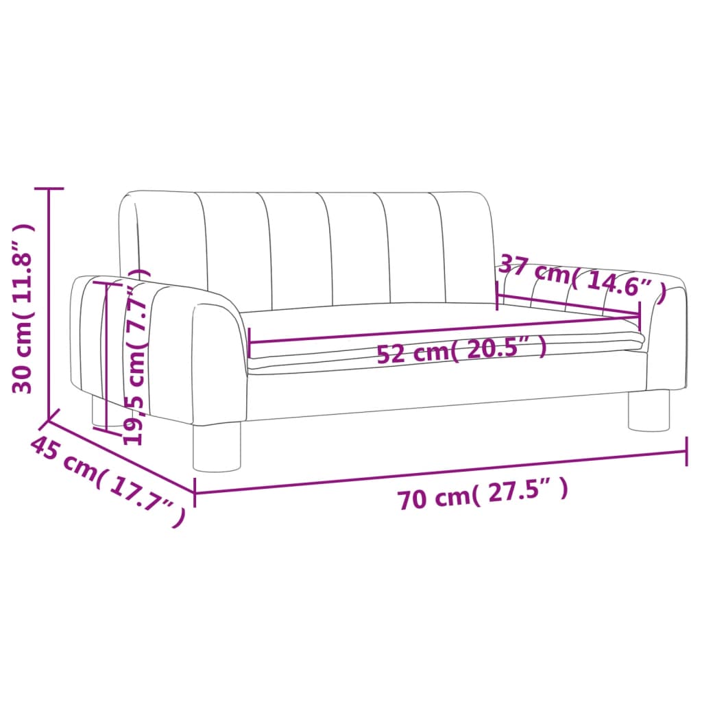 Canapea pentru copii, crem, 70x45x30 cm, piele ecologică